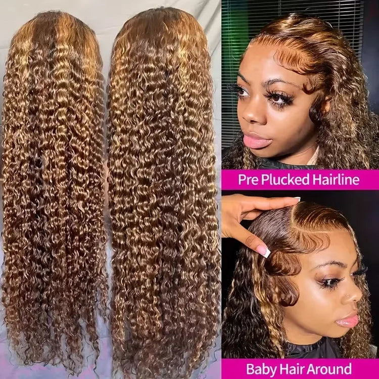 Curly Highlight 13x4 13x6 Lace Front Human Hair Wigs For Women Pre Plucked Honey Blonde 13x6 Lace Frontal Wigs Remy Hair Khamik Shop Online