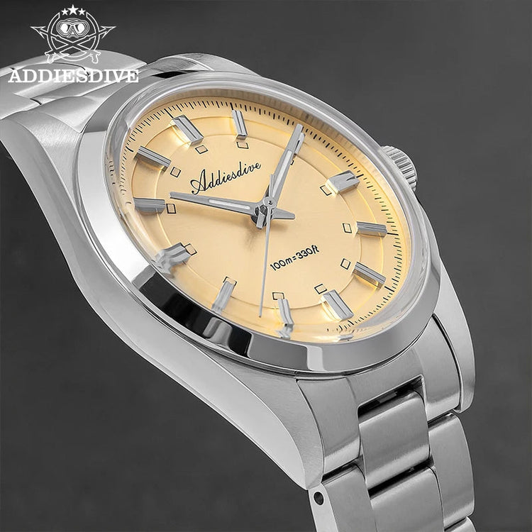 ADDIESDIVE Luxury Men Quartz Watch 36mm Super Luminous Bubble Mirror Glass Waterproof Watches For Man Stainless Steel Watch Male Khamik Shop Online