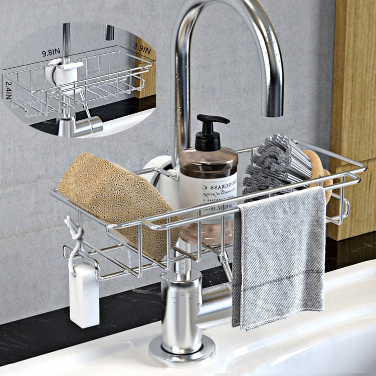 Stainless Steel Sink Storage Rack Kitchen Bathroom Maroon Asteria