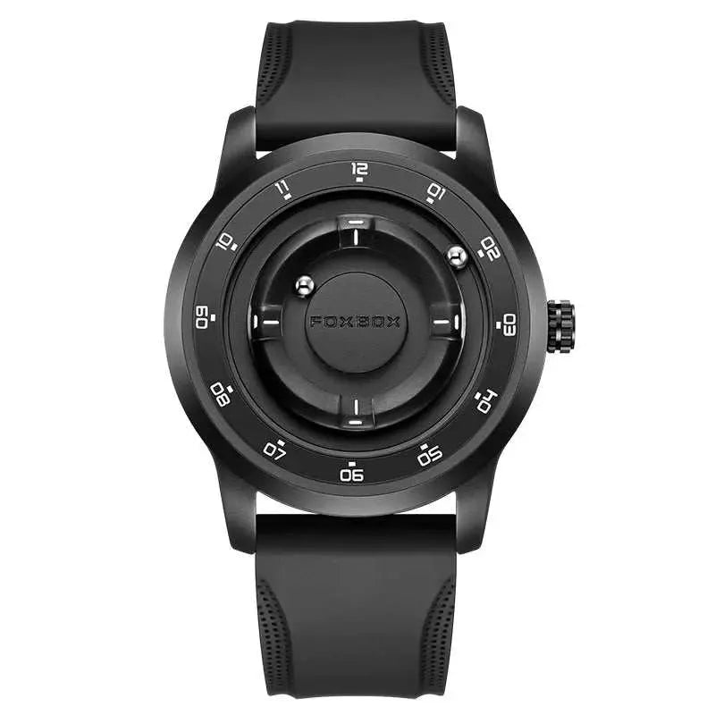 FOXBOX Magnetic Driven Watch Fashion Waterproof Quartz Wristwatch Rolling Steel Ball Pointer Sports Watches Military Clock+Box Khamik Shop Online
