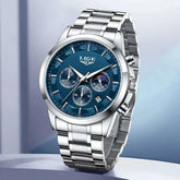 LIGE Luxury Fashion Quartz Man Watch Classic Business Auto Date Gentlemen Steel Band Moon Phase Waterproof Watches for Men Male Khamik Shop Online