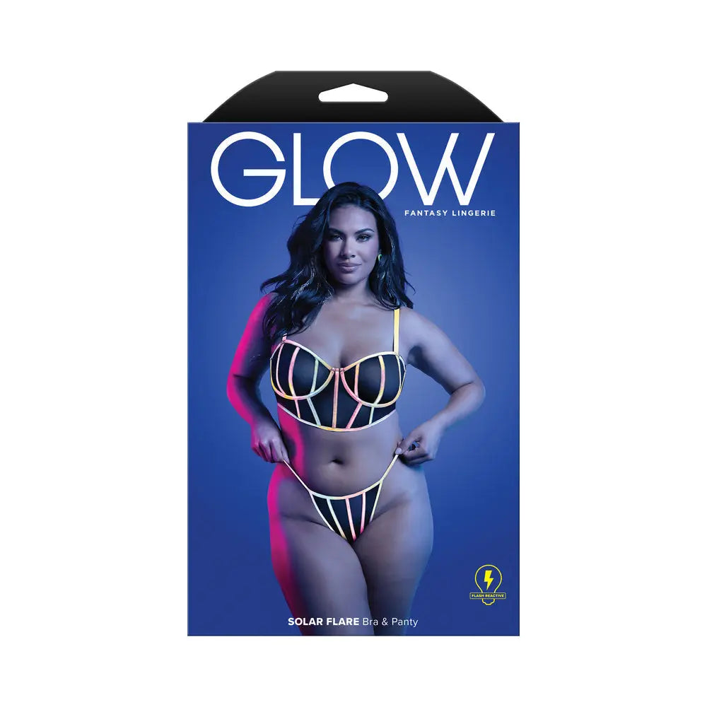 Fantasy Lingerie Glow Solar Flare Underwire Bra & Panty Queen Size Brown Sooty