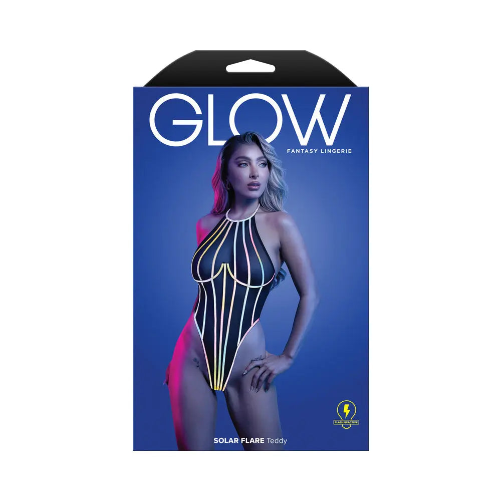 Fantasy Lingerie Glow Solar Flare Halter Tie Teddy with Underwire S/M Brown Sooty
