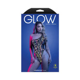 Fantasy Lingerie Glow Luminescent Floral Print One-Shoulder Teddy S/M Brown Sooty