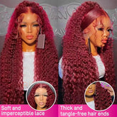 99J Burgundy Red Bone Straight Human Hair Wig 13x6 13x4 HD Transparent Lace Front Wig 200% Density 30 40 Inches Brazilian Cuticle Aligned Remy Hair Pre Plucked Baby Hair Glueless Wig Natural Hairline Soft Silky Long Wigs for Women Daily Party Wear Khamik Shop Online