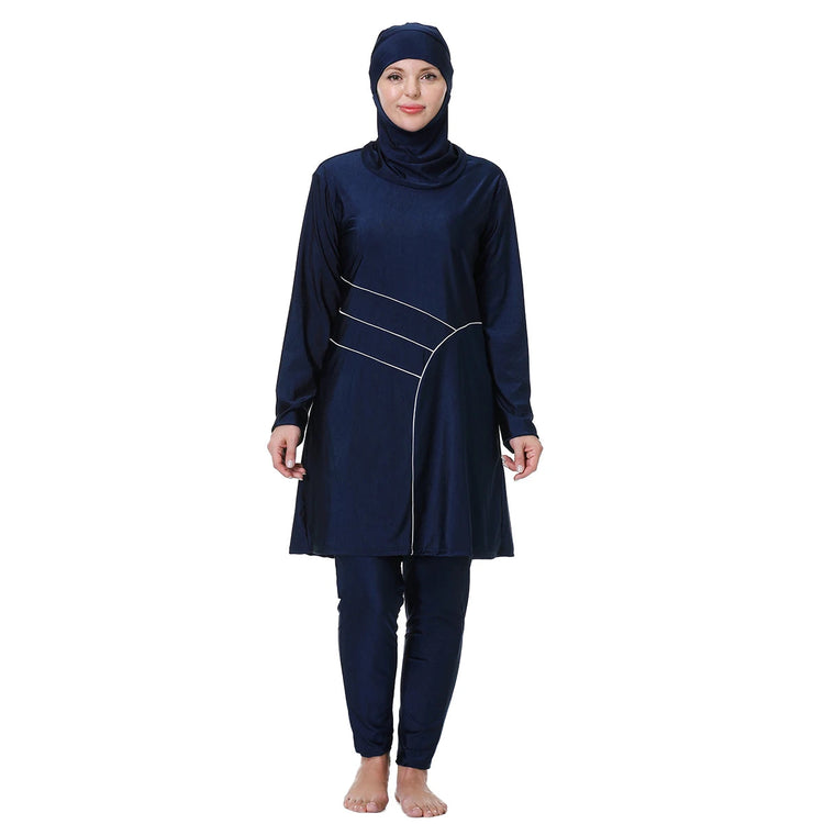 H1029 Muslim Women Fullcoverage  Long Sleeves Cover Up Burkinis Three Pieces Plus Size Swimwear Suits Khamik Shop Online