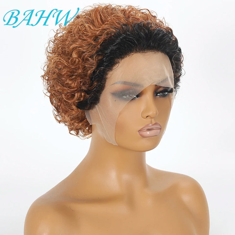 Peruvian Hair Pixie Cut Wig Kinky Curly Virgin Hair Wig 1B/30 Short Bob Natural Color Full Machine Made Wigs For Black Women Khamik Shop Online