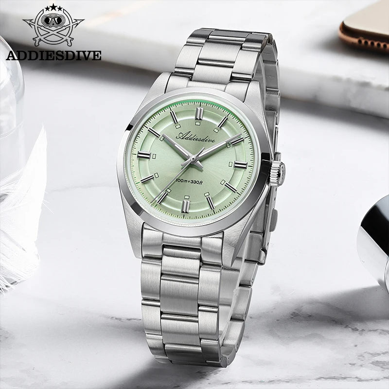 ADDIESDIVE Luxury Men Quartz Watch 36mm Super Luminous Bubble Mirror Glass Waterproof Watches For Man Stainless Steel Watch Male Khamik Shop Online