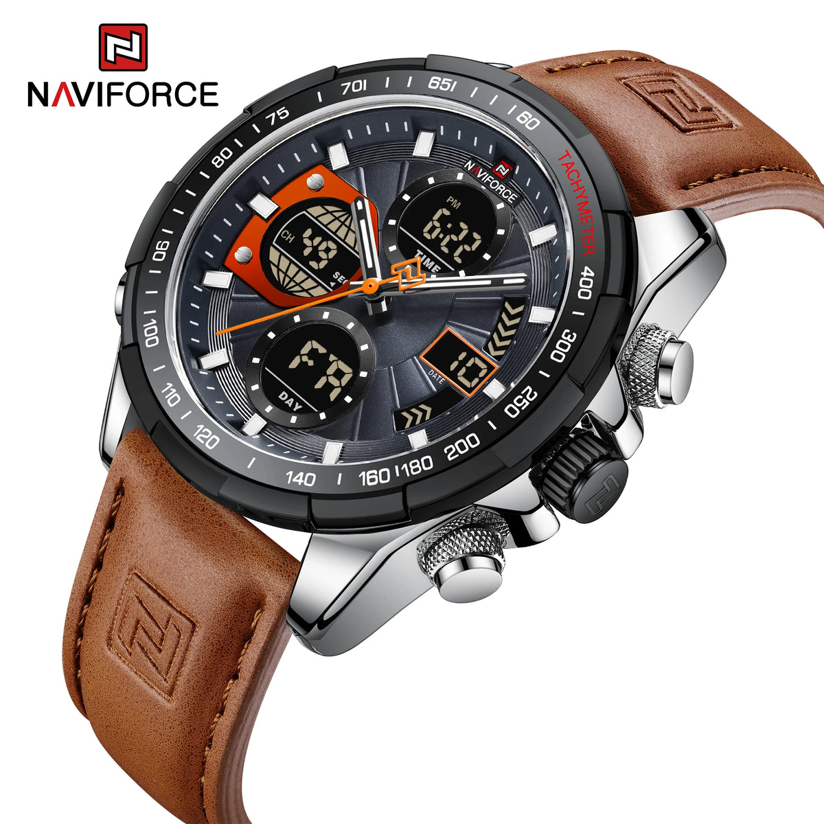 2022  Sport Watches for Men Strong Luminous Dual Display Waterproof Quartz Genuine Leather Wristwatch Relogio Masculino