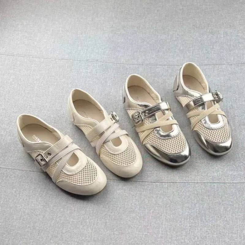 New Splicing Woven Hollow Sneakers 2026 Spring and Summer Buckle Non-slip Casual Single Shoes Khamik Shop Online
