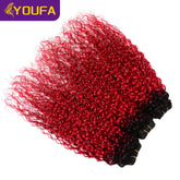 Hot Red Curly 100% Human Hair Bundles For Women 1Pc Lot Brazilian Bouncy Kinky Curly Hair Ombre 1B Red Human Hair Weave Bundles Khamik Shop Online