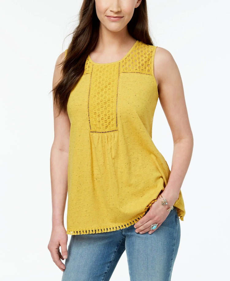 Style & Co Crochet Trim Tank Top Amber Chrysippus