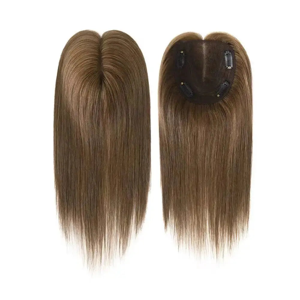 6 Colors Available Human Hair Topper Wig 4x4.5 Lace Frontal 12 Inch Hand-Tied 4 Clips 48H Ship 