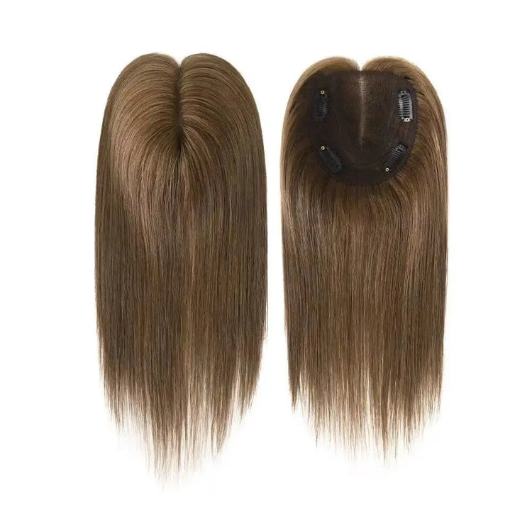 6 Colors Available Human Hair Topper Wig 4x4.5 Lace Frontal 12 Inch Hand-Tied 4 Clips 48H Ship 