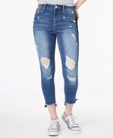 Tinseltown Juniors Ripped Varsity Stripe Ankle Skinny Jeans Amber Chrysippus