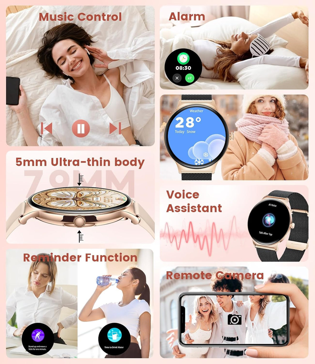 Smart Watches for Women with Answer/Make Calls, 1,43" HD AMOLED Smart Watch with 120+Sports Fitness Tracker/Calorie, IP68 Waterproof Reloj Intente Para Mujer, Android Ios Smartwatch