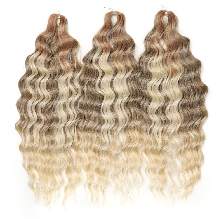 FREEDOM Synthetic Curly Braiding Hair Extensions 24 Inch/60 cm Long Deep Wavy Twist Crochet Braids Hair Ombre Brown Rainbow Hair Khamik Shop Online