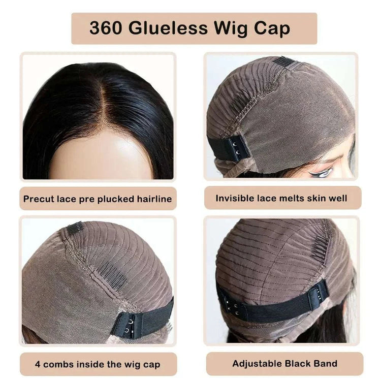 Brazilian Pre Cut Bone Straight Human Hair With Bangs 360 Lace Front Wig Human Hair Pre Plucked Wigs For Women Khamik Shop Online