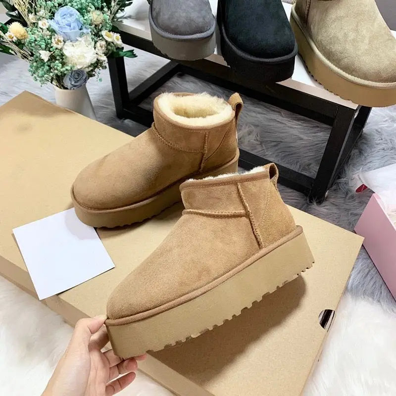 2026 New Winter Snow Boots Ladies Platform High Heel Shoes Women Ankle Boots Luxury Designer Classic Ultra Mini Fur Boot Khamik Shop Online