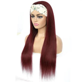 Burgundy Headband Straight Human Hair Wig 