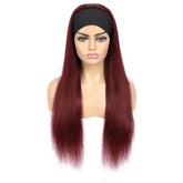 Burgundy Headband Straight Human Hair Wig 