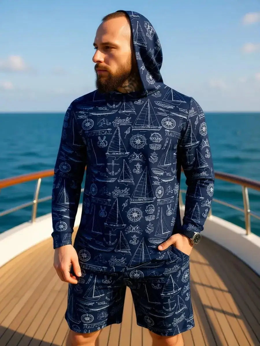 2026 New Camouflage Print Unisex Hooded Two Piece Set Long Sleeve Shirt Shorts Breathable Loose Summer Beach Streetwear Casual W Khamik Shop Online