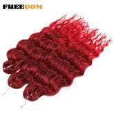 FREEDOM Synthetic Curly Braiding Hair Extensions 24 Inch/60 cm Long Deep Wavy Twist Crochet Braids Hair Ombre Brown Rainbow Hair Khamik Shop Online