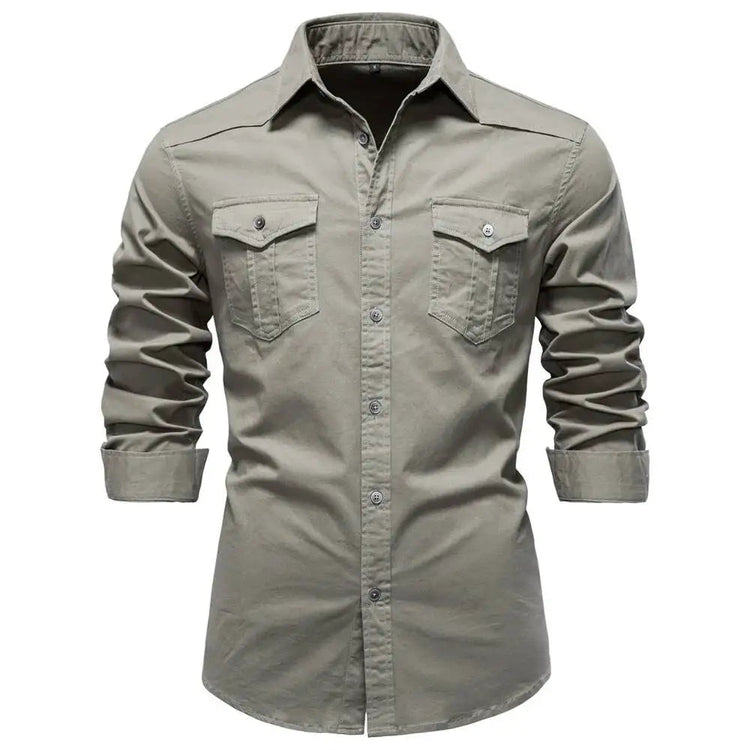 AIOPESON 2026 Business Cotton Pocket Shirt Long Sleeve Quality For Casual Slim Fit Solid Color Men Shirts Khamik Shop Online