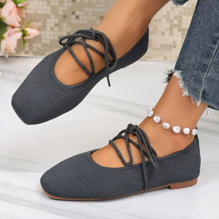 French Flat Mary Jane Shoes 2026 Summer New Breathable Lightweight Ballet Versatile Knitted Women&