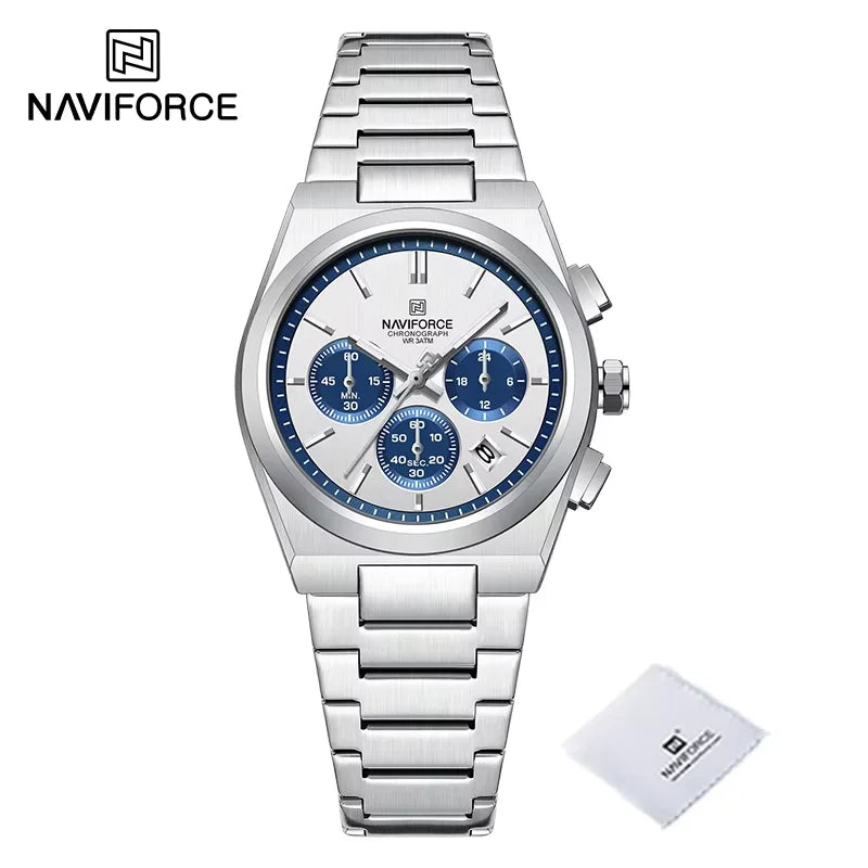 Trend Brand Stainless Steel Couple Watch Quartz Date Display Chronograph for Lovers Waterproof Fashion Wild Wristwatch
