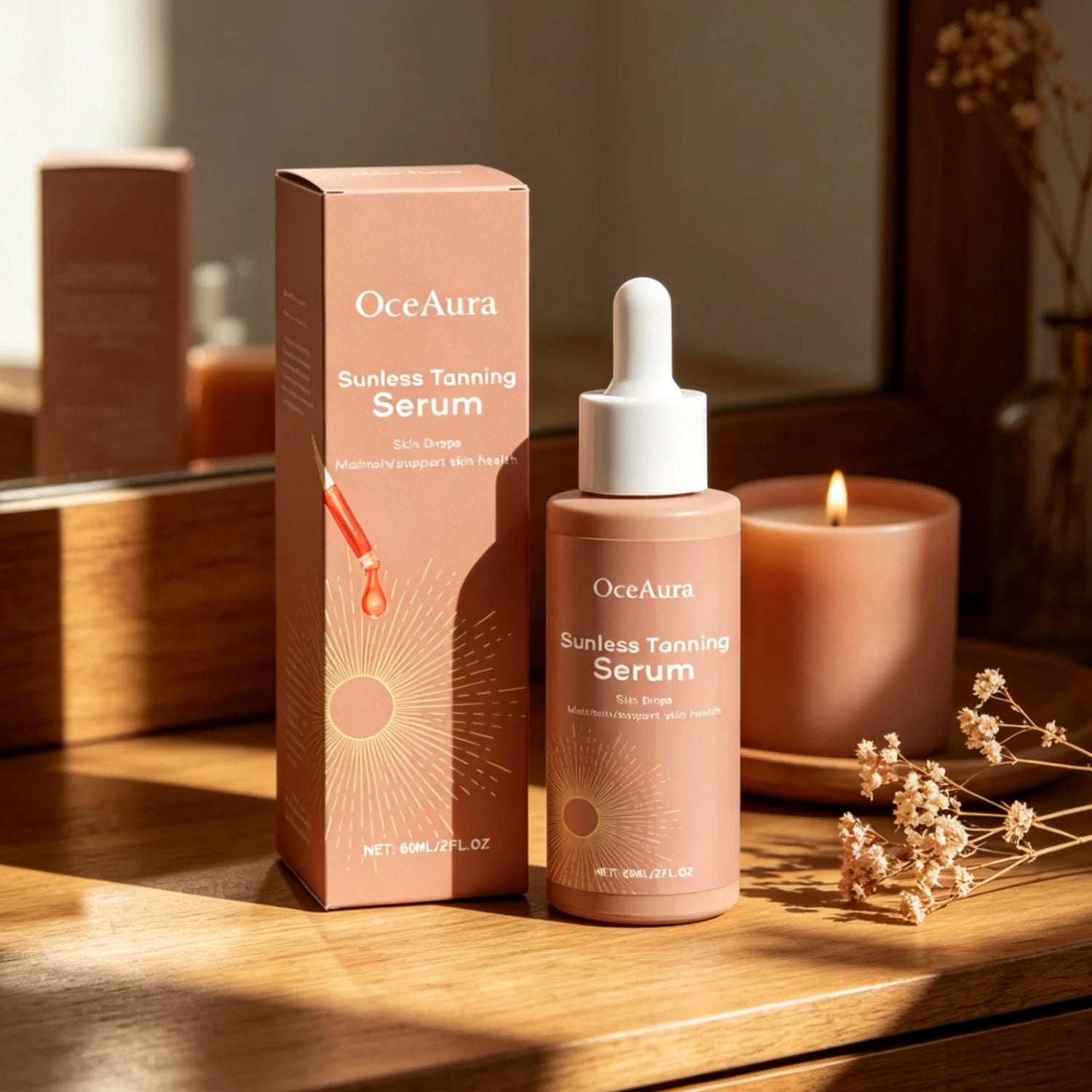 OceAura Sunless Tanning Serum Deep Moisturizing Skin Smoothing Even Skin Tone Prevent Dryness Quick Absorbing Tanning Serum 60ml Khamik Shop Online