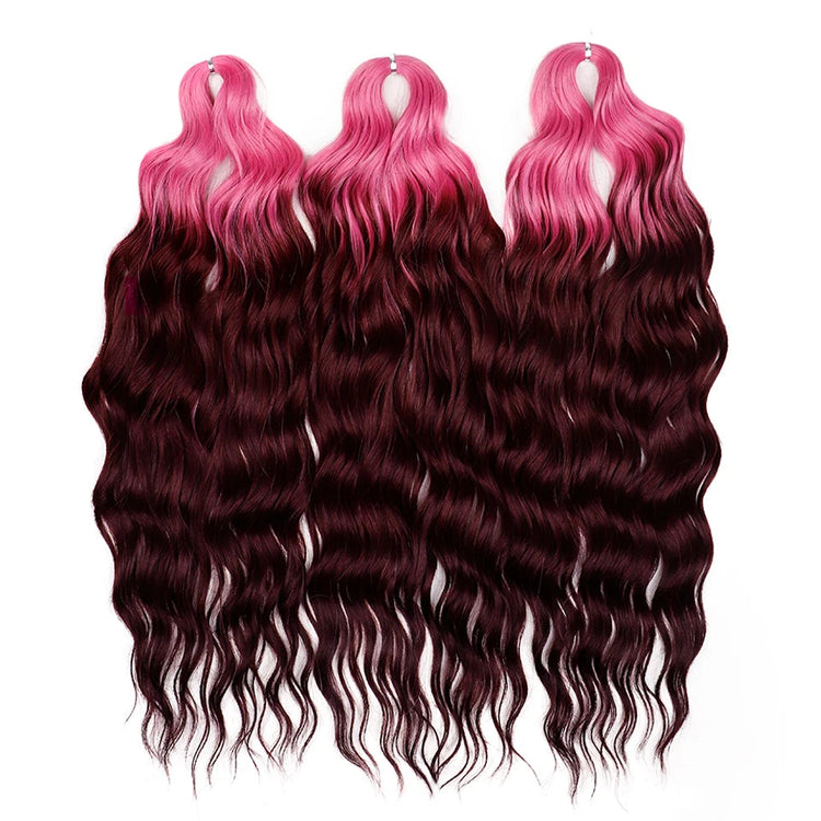 FREEDOM Synthetic Curly Braiding Hair Extensions 24 Inch/60 cm Long Deep Wavy Twist Crochet Braids Hair Ombre Brown Rainbow Hair Khamik Shop Online