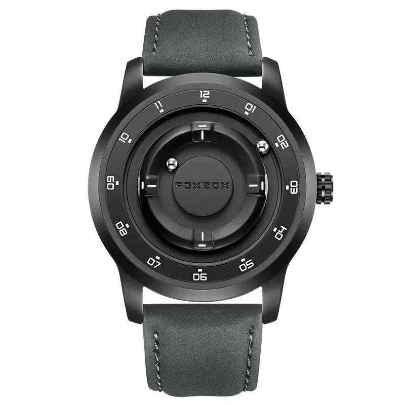 FOXBOX Magnetic Driven Watch Fashion Waterproof Quartz Wristwatch Rolling Steel Ball Pointer Sports Watches Military Clock+Box Khamik Shop Online