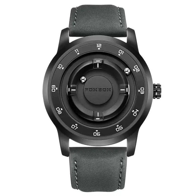 FOXBOX Magnetic Driven Watch Fashion Waterproof Quartz Wristwatch Rolling Steel Ball Pointer Sports Watches Military Clock+Box Khamik Shop Online