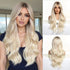 LOUIS FERRE Long Wavy Ombre Brown Wig with Bangs Synthetic Hair Wig Heat Resistant Daily Wear Office Party Cosplay Halloween Khamik Shop Online