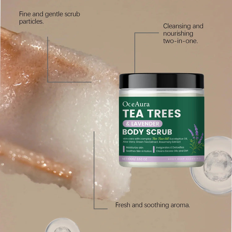 OceAura Tea Trees Lavender Body Scrub Gentle Skin Deep Cleansing Exfoliating Soothing Moisturizing Detoxifying Body Care Scrub  Khamik Shop Online