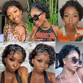 Pixie Cut Wigs Human Hair Short Curly Lace Front Human Hair Wigs Brazilian 13x4 Transparent Lace Wigs Water Wave Bob Wig Khamik Shop Online