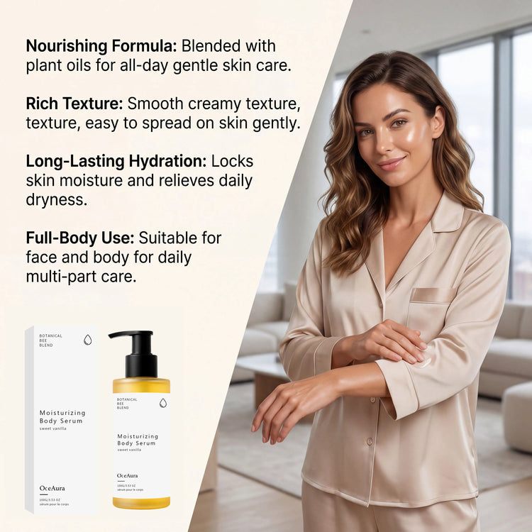 OceAura Botanical Bee Blend Sweet Vanilla Moisturizing Body Serum Long Lasting Hydrating Non Sticky Smooth Dry Skin Nourishing Khamik Shop Online