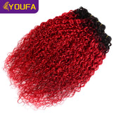 Hot Red Curly 100% Human Hair Bundles For Women 1Pc Lot Brazilian Bouncy Kinky Curly Hair Ombre 1B Red Human Hair Weave Bundles Khamik Shop Online