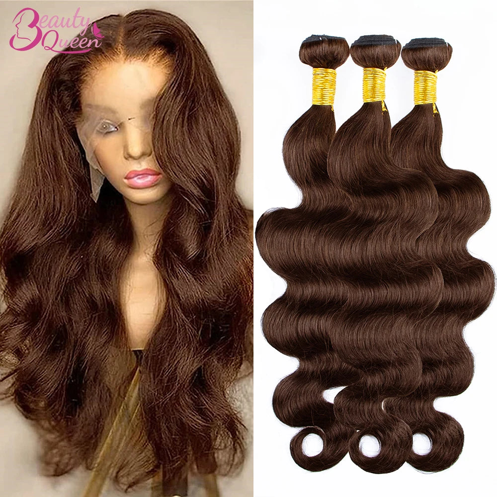 Chocolate Brown Human Hair Bundles Hair Extensions 30 Inch For Woman Body Wave Weave Peruvian Raw Human Hair Bundle 
