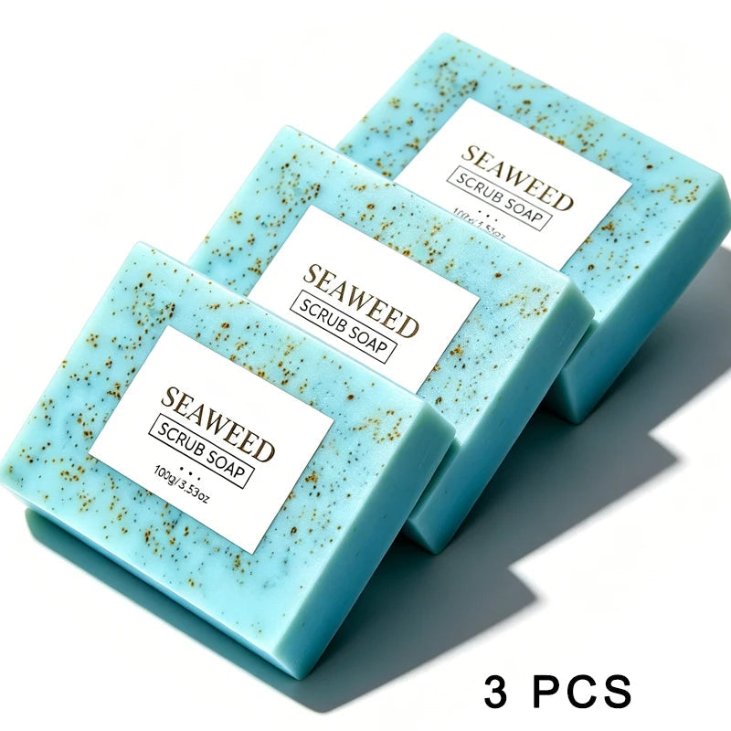 Seaweed Scrub Soap for Face And Body - Deep Cleansing Oil Control with Retinol Collagen VC Essence - Brighten Skin 100g Khamik Shop Online