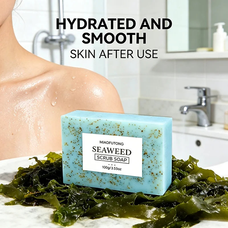 Seaweed Scrub Soap for Face And Body - Deep Cleansing Oil Control with Retinol Collagen VC Essence - Brighten Skin 100g Khamik Shop Online