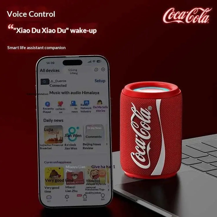 New Coke-Cola Collaboration Bluetooth Audio Bluetooth 5.4 RGB Lighting Voice Activation Card Slot Portable Bluetooth Speaker Khamik Shop Online