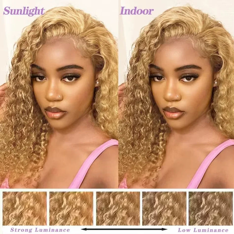 34 38Inch Honey Blonde Wig Human Hair Deep Wave 13x6 Hd Lace Frontal Wig 230 Density Preplucked 