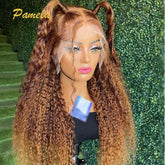 Lagos Hairline Ombre Colored Curly 100% Human Hair Wigs Brazilian Hair 13x6 Transparent Lace Frontal Wigs On Clearance Sale Khamik Shop Online