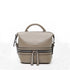 Sac à dos cuir gris convertible pour femme avec fermetures éclair argentées et intérieur turquoise