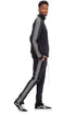Ensemble survêtement slim Single Stripe Zip Up avec veste à fermeture éclair et pantalon assorti sur mannequin 1m80