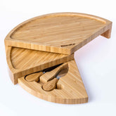 Bamboo Cheese Board and Knife Set - 14 Inch Swiveling Charcuterie Jade Danae