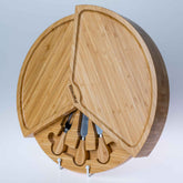 Bamboo Cheese Board and Knife Set - 14 Inch Swiveling Charcuterie Jade Danae