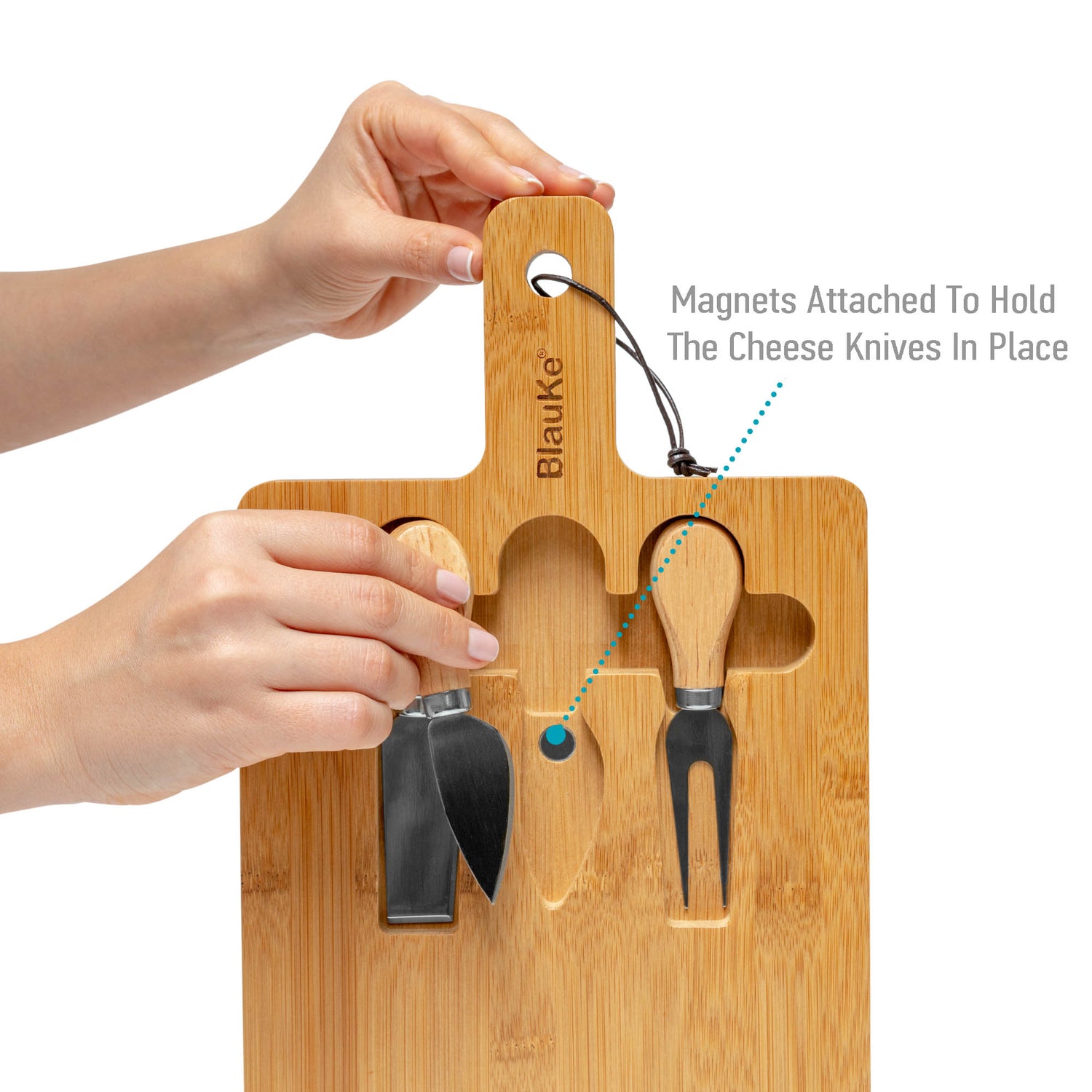 Bamboo Cheese Board and Knife Set - 12x8 inch Charcuterie Board with Jade Danae